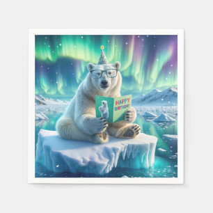 Servilleta De Papel Oso Polar de Cumpleaños en un Iceberg