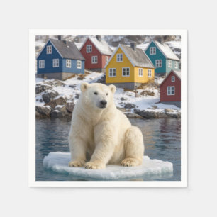 Servilleta De Papel Oso polar de Groenlandia en un témpano de hielo