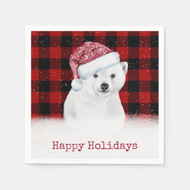 Servilleta De Papel Oso Polar De navidades En Búfalo (Anverso)