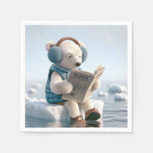 Servilleta De Papel Oso polar leyendo un periódico