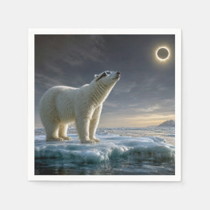 Servilleta De Papel Oso polar mirando el eclipse solar total