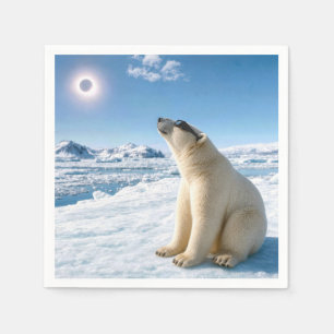Servilleta De Papel Oso polar mirando un eclipse solar