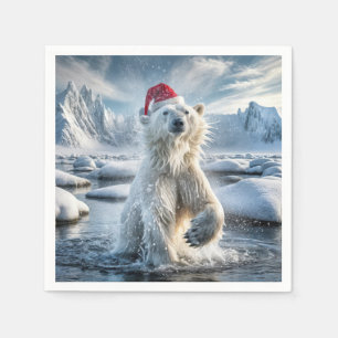 Servilleta De Papel Oso Polar navidad En Agua Ártica