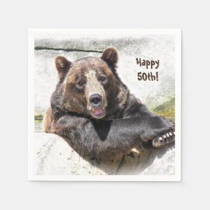 Servilleta De Papel oso sonriente cumpleaños 50