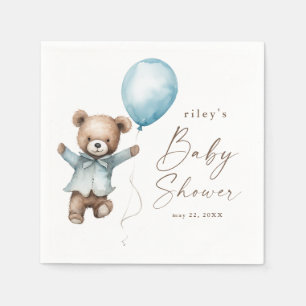 Servilleta De Papel Oso Teddy Apenas Espera Chicos Baby Shower
