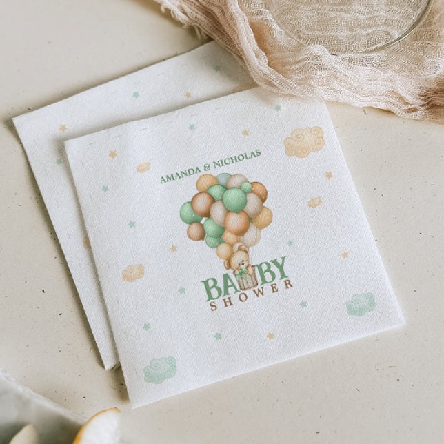 Servilleta De Papel Oso Verde Claro En Baby Shower De Globo De Aire Ca (Subido por el creador)