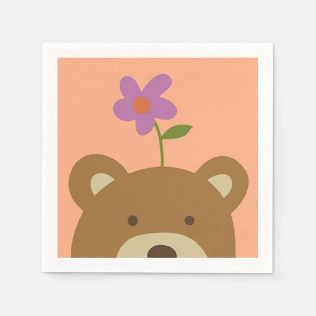 Servilleta De Papel Oso y flor (Anverso)