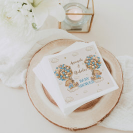 Servilleta De Papel Osos Cutetos Dos Niños Duchan Globos Azules