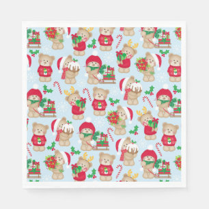 Servilleta De Papel Osos de peluche en papel rojo y verde para navidad