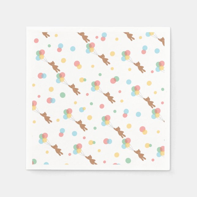 Servilleta De Papel Osos de peluche y globos (Anverso)