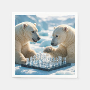 Servilleta De Papel Osos polares jugando ajedrez en un glaciar