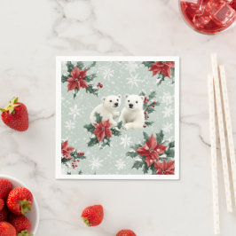 Servilleta De Papel Osos polares y copos de nieve Feliz Navidad