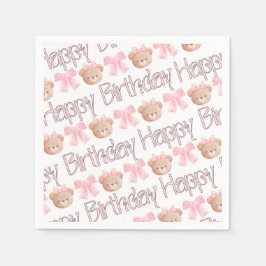 Servilleta De Papel Osos y cintas de coqueta rosa