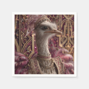 Servilleta De Papel Ostrich en el vestido y corona real de Ornate