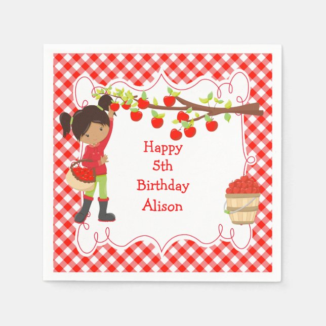 Servilleta De Papel Otoño Apple recogiendo afroamericano (Anverso)