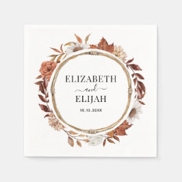 Servilleta De Papel Otoño Boda Floral Terracotta