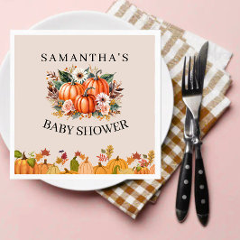 Servilleta De Papel Otoño Boho Calabaza Floral Baby Shower Napkin