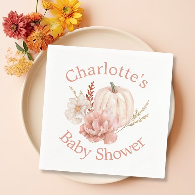 Servilleta De Papel Otoño Boho Pumpkin Floral Baby Shower (personalized baby shower napkins
)