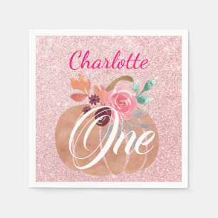 Servilleta De Papel Otoño Calabaza Floral Primer Rosa de cumpleaños Or