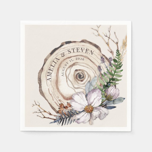 Servilleta De Papel Otoño de acuarela | Boda de Woodland (Anverso)