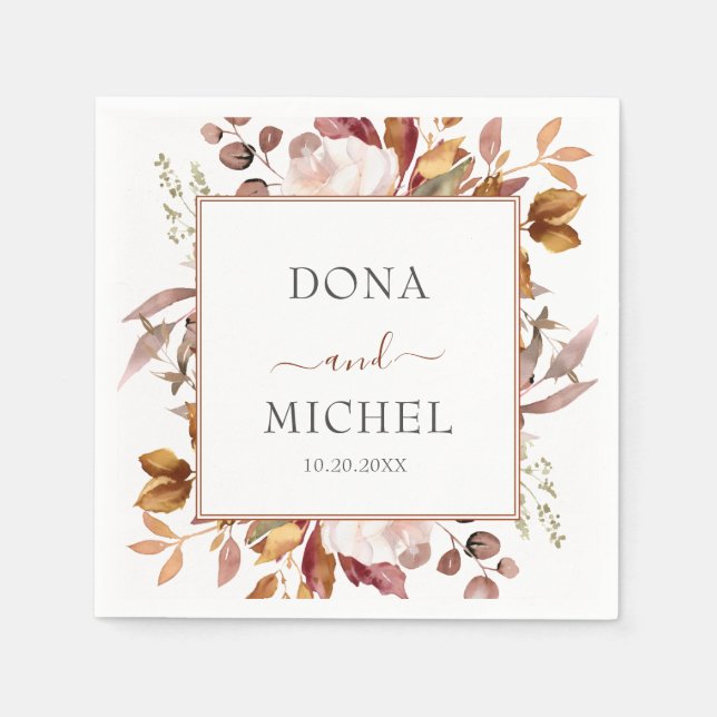 Servilleta De Papel Otoño deja al país ruso Boho Boda (Anverso)