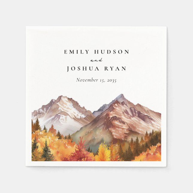 Servilleta De Papel Otoño Elegante Boda (Anverso)