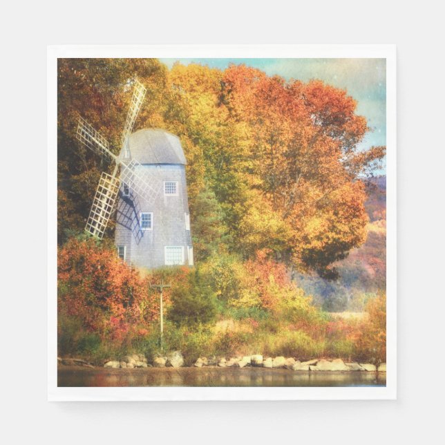 Servilleta De Papel Otoño En El Río Connecticut (Anverso)