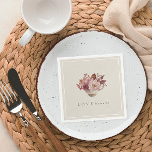 Servilleta De Papel Otoño Floral Teacup El Amor Está Preparando Una Du