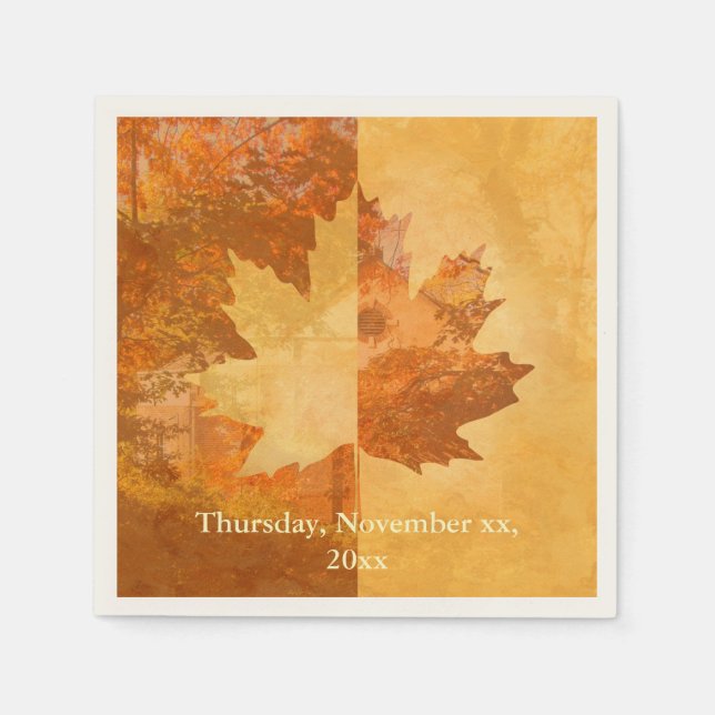 Servilleta De Papel Otoño, hoja de arce (Anverso)