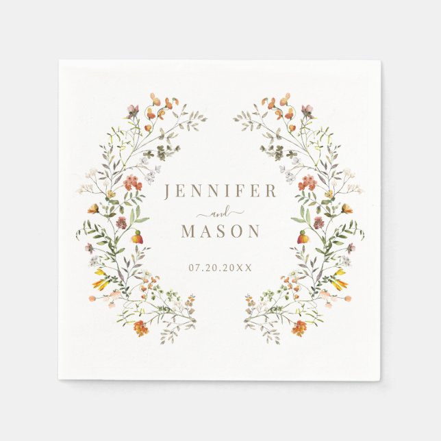 Servilleta De Papel Otoño Meadow Wildflowers Garden Fall Wedding (Anverso)