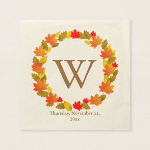 Servilleta De Papel Otoño, Monograma de Acción de Gracias