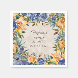 Servilleta De Papel Otoño Naranja Blue Floral Bridal Shower
