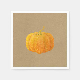 Servilleta De Papel Otoño Naranja Brillo Brillante Calabaza Kraft Otoñ