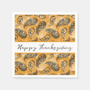 Servilleta De Papel otoño naranja paisley personalizado