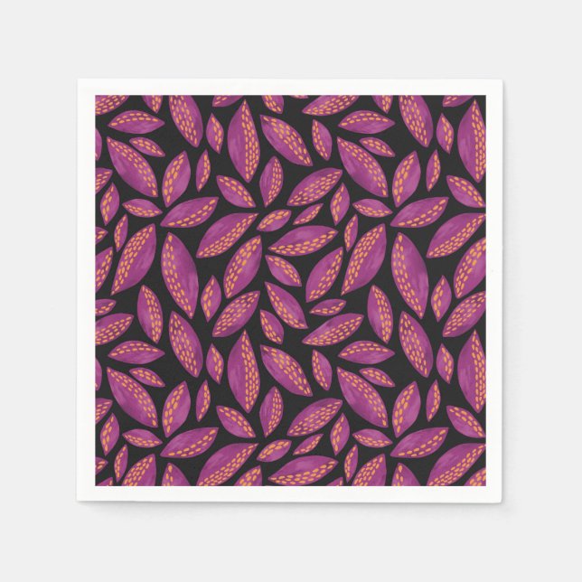 Servilleta De Papel Otoño otoño deja un patrón púrpura y negro (Anverso)