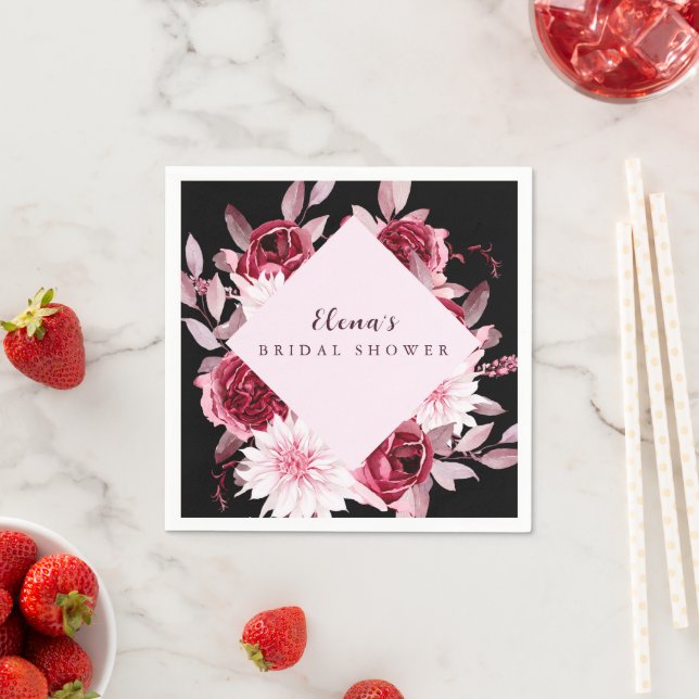 Servilleta De Papel Otoño Romance marco dorado Ducha de novia floral (In situ)