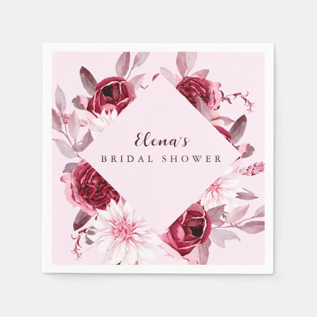 Servilleta De Papel Otoño Romance marco dorado Ducha de novia floral (Anverso)