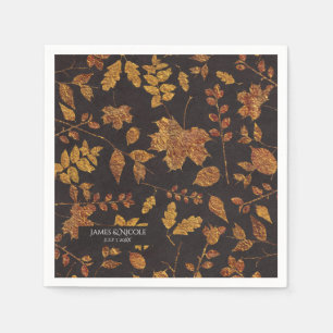 Servilleta De Papel Otoño Rústico Hojas Doradas Elegante Boda