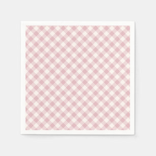 Servilleta De Papel Otoño Temprano Retro Gingham Rosa Silenciado