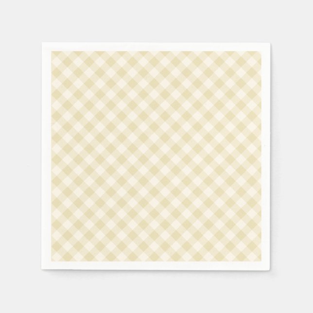 Servilleta De Papel Otoño Temprano Retro Gingham | Trigo Dorado  (Anverso)