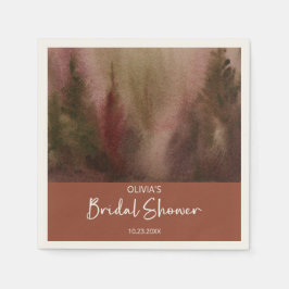 Servilleta De Papel Otoño Watercolor Forest Terracota Bridal Shower