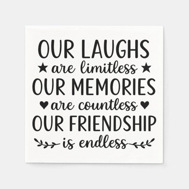 Servilleta De Papel Our Laughs Are Limitless Friendship Quote (Anverso)