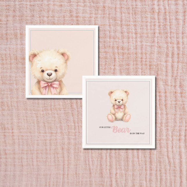 Servilleta De Papel Our Little Bear on the Way Fall Baby Shower Pink (Subido por el creador)