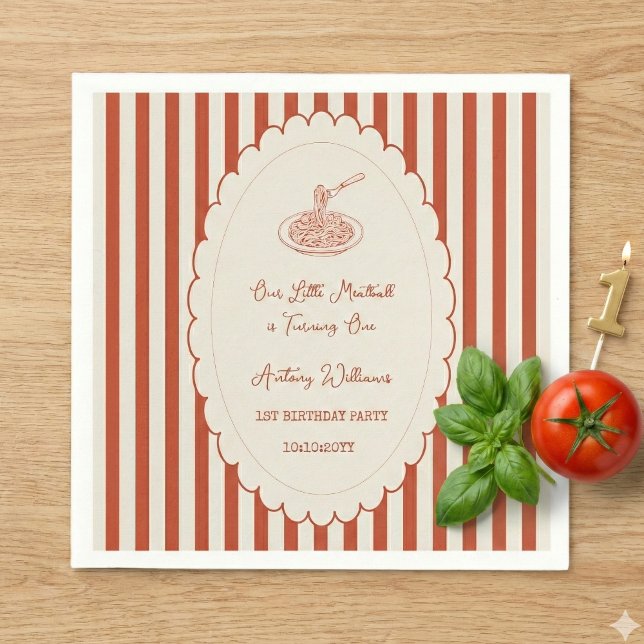 Servilleta De Papel Our little meatball is turning one 1st Birthday  (Subido por el creador)