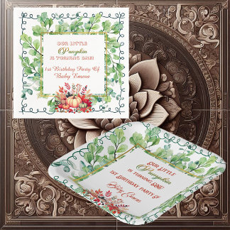 Servilleta De Papel Our Little Pumpkin 1st Birthday Green Fall Wreath 