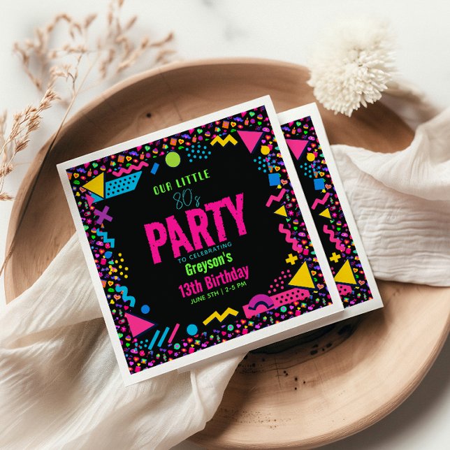 Servilleta De Papel our little Retro Neon 80's Birthday Party (our little Retro Neon 80's Birthday Party Napkins
#RetroBirthdayParty #80sBirthday #NeonPartyDecor )