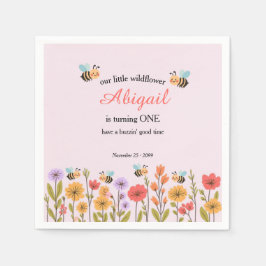 Servilleta De Papel Our Little Wildflower Floral Bee 1st Birthday