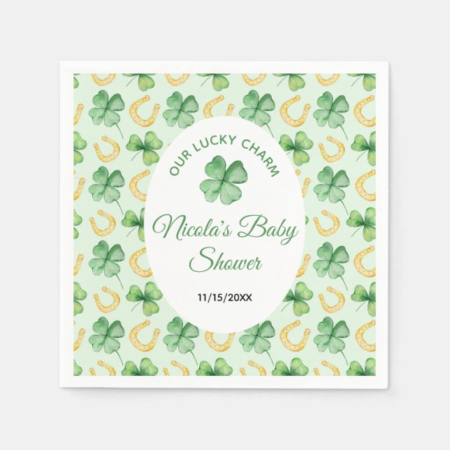 Servilleta De Papel Our Lucky Charm St Patrick's Baby Shower (Anverso)