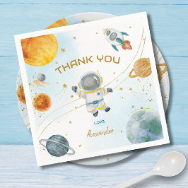 Servilleta De Papel Outer Space Astronaut Birthday Thank You