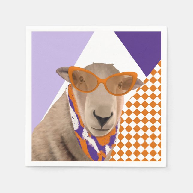 Servilleta De Papel Oveja Cubierta Con Gafas (Anverso)